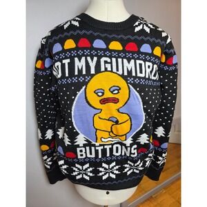 Shrek Gingy Not My Gumdrop Buttons Ugly Christmas Sweater Black Mens Large Y2K